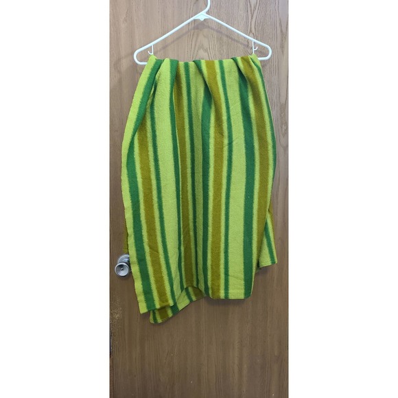 Vintage Green Stiped Alitalia Italian Airline Blanket shawl Lanerossi Italy - Picture 1 of 3